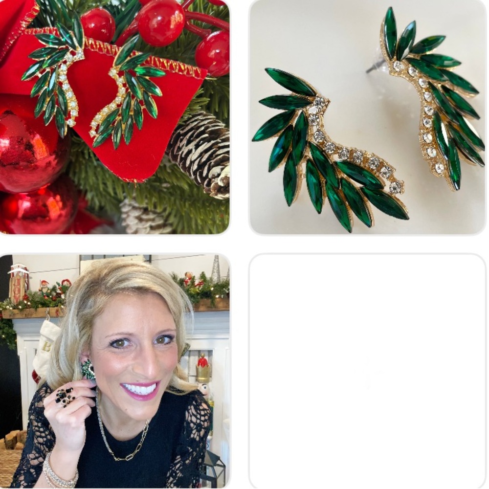 NEW Green mistletoe stud earrings